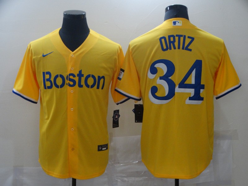 Men's Boston Red Sox David Ortiz #34 Yellow Baseball Jersey